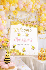 Bee Sunflower Party Welcome Sign Editable Template, Instant Download