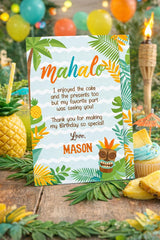 Hawaiian Luau Party Thank You Cards EDITABLE Template, INSTANT DOWNLOAD
