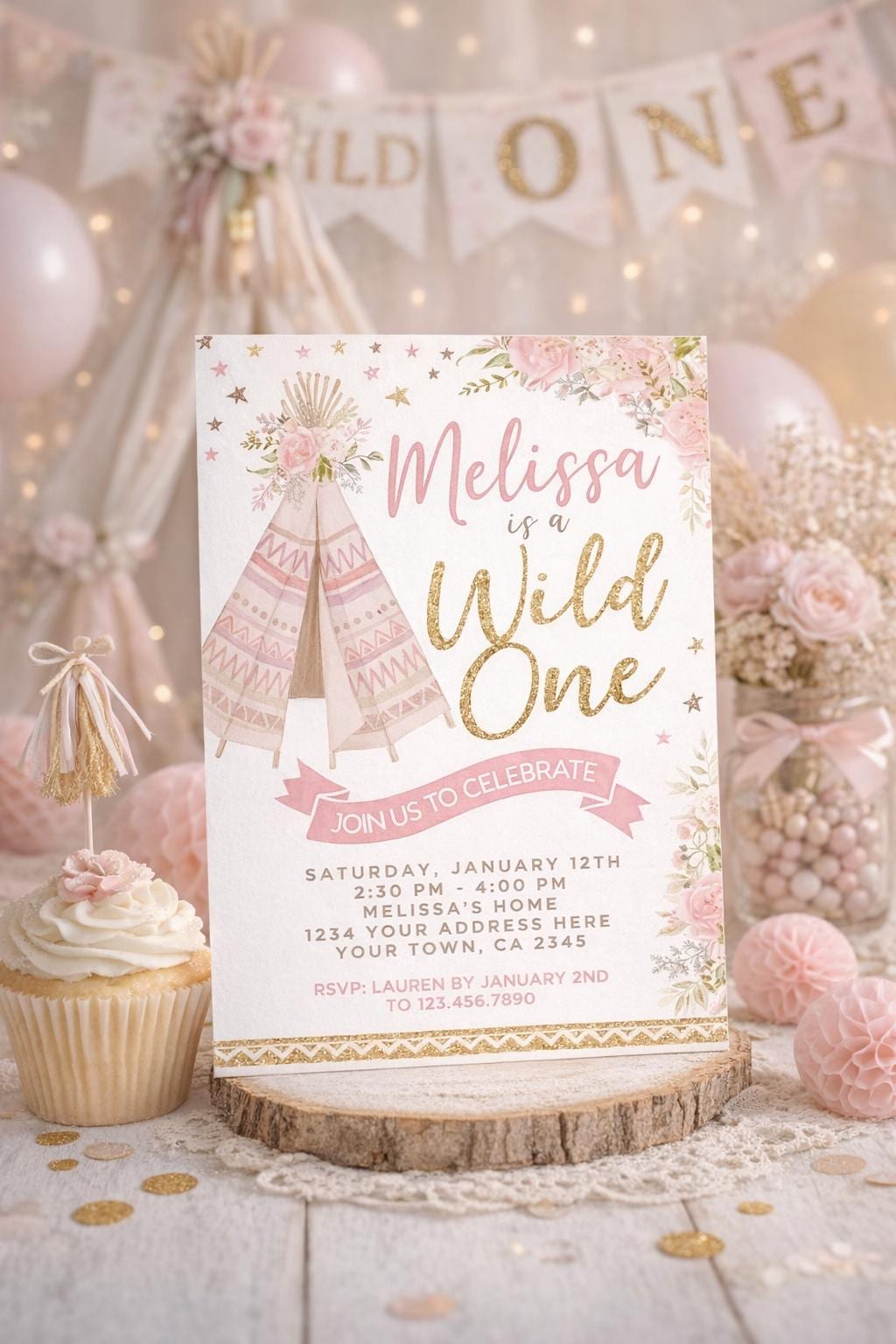 Wild One 1st Birthday Invitation Editable Template, Instant Download