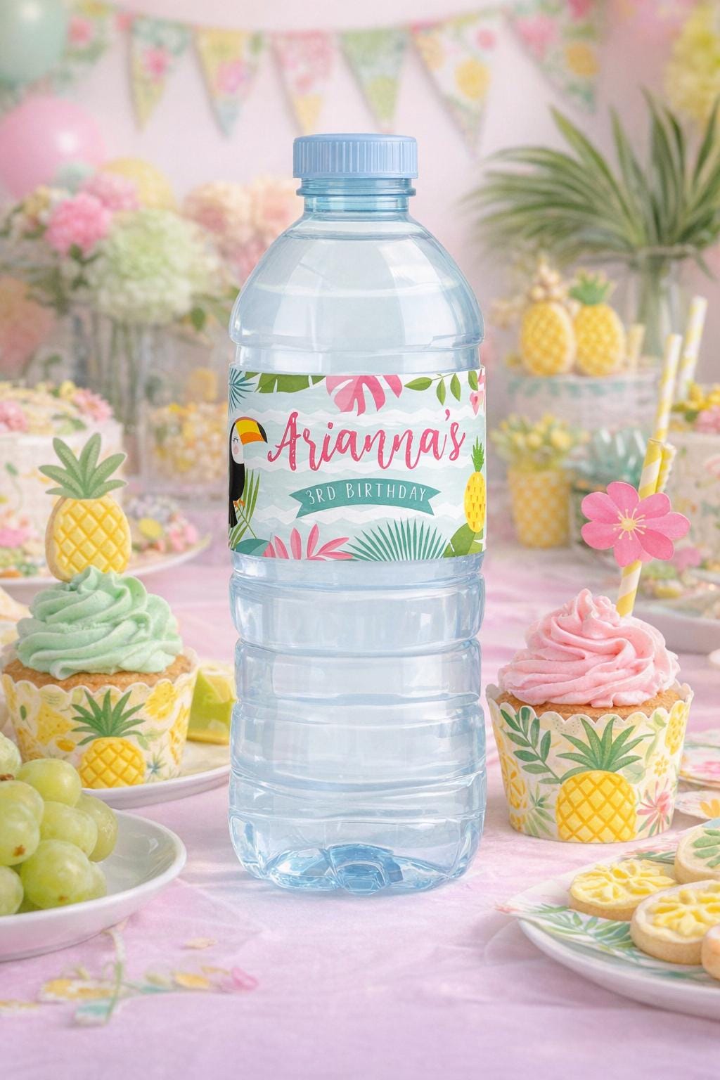 Luau Water Bottle Labels, EDITABLE Template, Hawaiian Party, Pool Party INSTANT DOWNLOAD