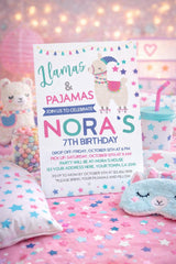 Llama Pajama Party Invitation Editable Template for Any Age, Slumber Party Invite (Instant Download)