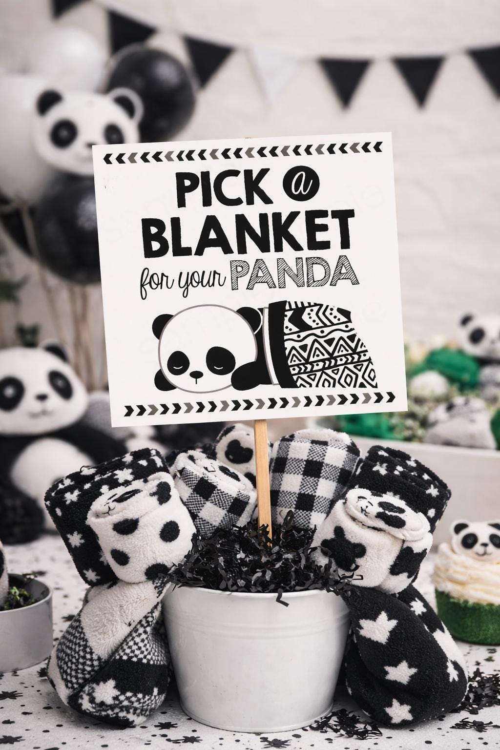 Panda Party Activity, Pick a Blanket, Pet Adoption Party, INSTANT DOWNLOAD