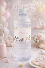 Bunny Water Bottle Label Editable Template to Aadd Your Own Text, INSTANT DOWNLOAD
