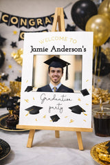 Graduation Party Welcome Sign with Photo Editable Template, Instant Download