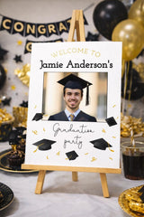 Graduation Party Welcome Sign with Photo Editable Template, Instant Download