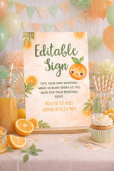 Sweet Orange Birthday Party Editable Sign (Digital Download)