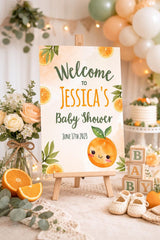 Orange Baby Shower Welcome Sign Editable Template INSTANT DOWNLOAD