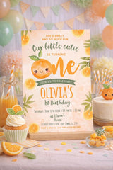 Little Cutie 1st Birthday Invitation Instant Download Template