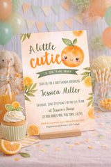 Orange Baby Shower Invitation, A Little Cutie Is On The Way (Digital Download)