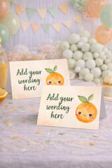 Sweet Orange Birthday Food Tents, Editable Party Decorations (Digital Download)