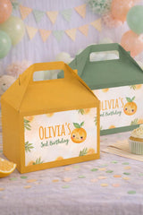 Orange Birthday Gable Box Labels, Sweet Citrus Party Decorations (Digital Download)