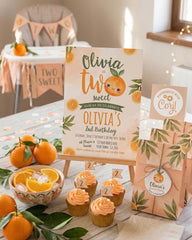 Sweet Orange 2nd Birthday Invitation, Summer Party Invite Template (Digital Download)