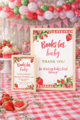 Strawberry Baby Shower Books for Baby Sign (Digital Download)