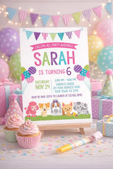 Puppies and Kitties Birthday Invitation EDITABLE Template, Pet Adoption Pawty (INSTANT DOWNLOAD)