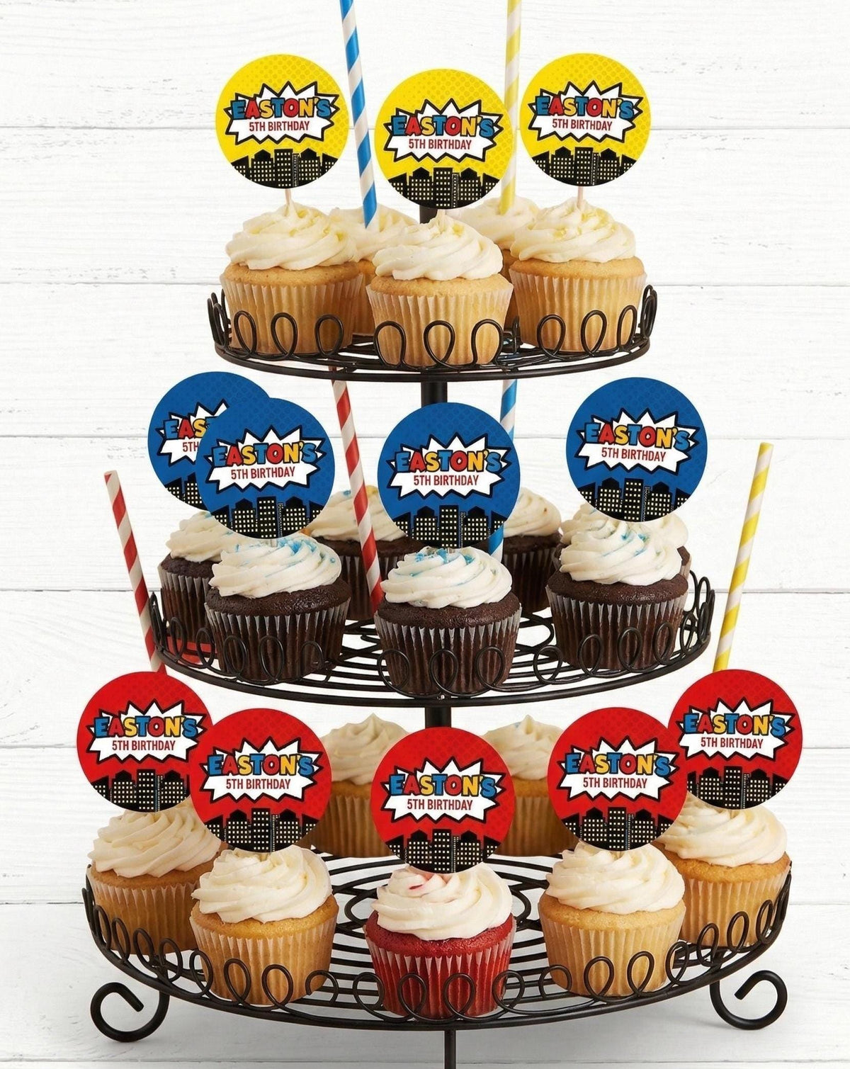 Superhero Birthday Party Toppers Editable Templates, Instant Download