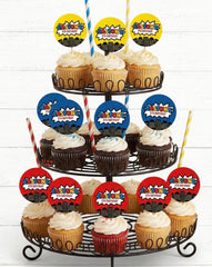 Superhero Birthday Party Toppers Editable Templates, Instant Download