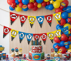 Superhero Birthday Banner, Comic Style Party Decoration (Digital Download)