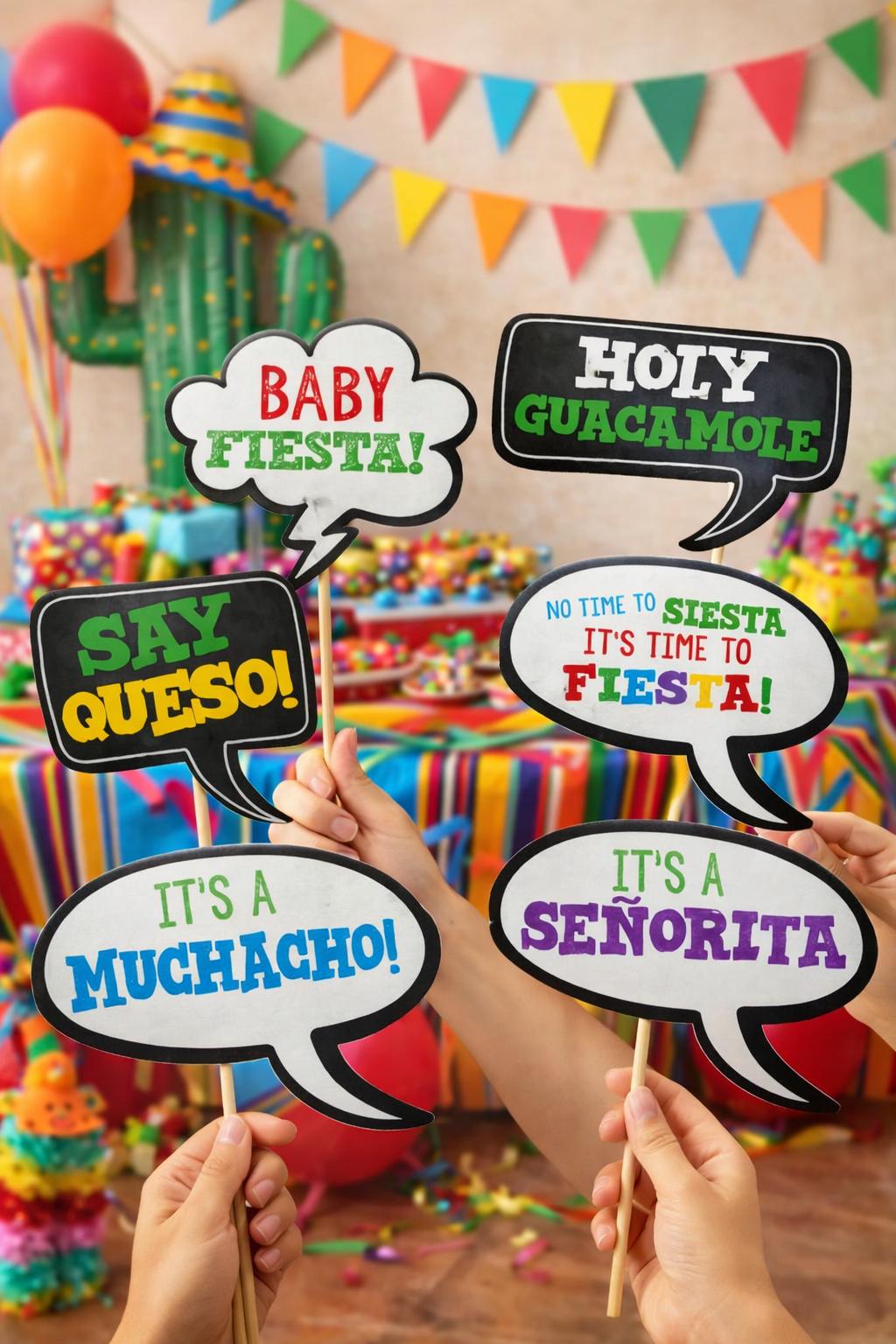 Fiesta Baby Shower Photo Booth Props, Printable INSTANT DOWNLOAD