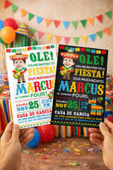 Fiesta Birthday Invitation with Photo, Mexican Theme (Digital Download)