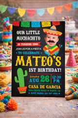 Fiesta Birthday Invitation Personalized with your Photo for any age, Digital or Printable Design