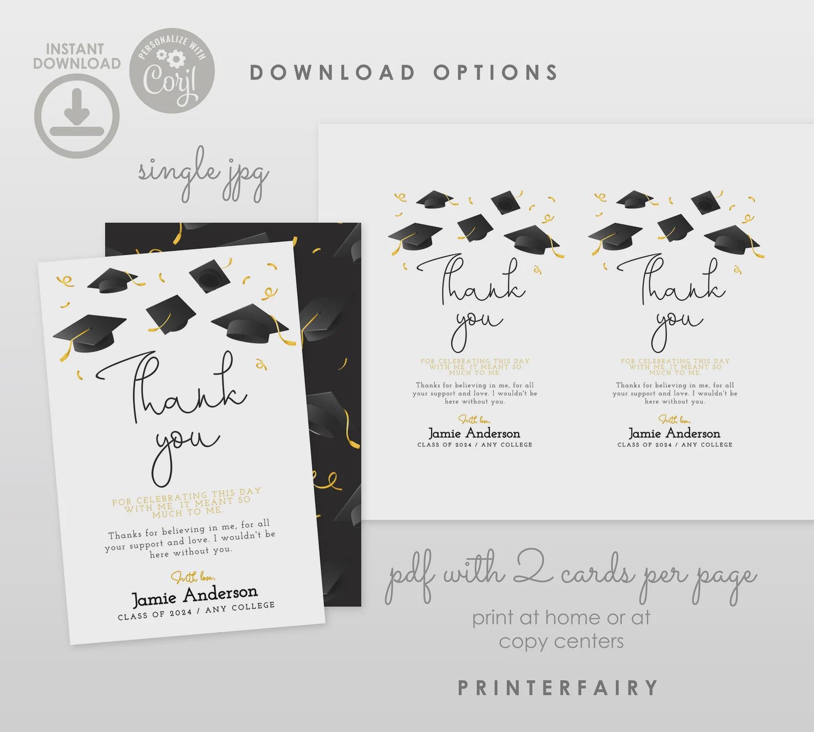 Graduation Party Bundle, Editable Templates, Invitation, Signs (Digital Download)