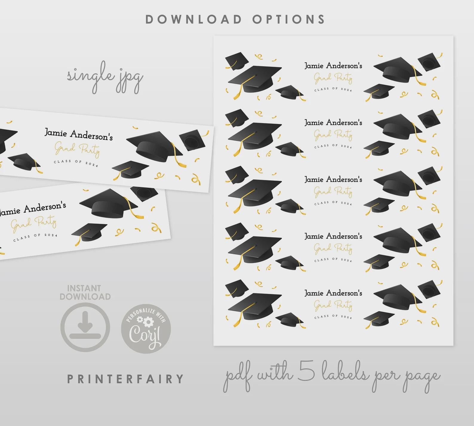 Graduation Party Bundle, Editable Templates, Invitation, Signs (Digital Download)