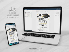 Graduation Party Bundle, Editable Templates, Invitation, Signs (Digital Download)