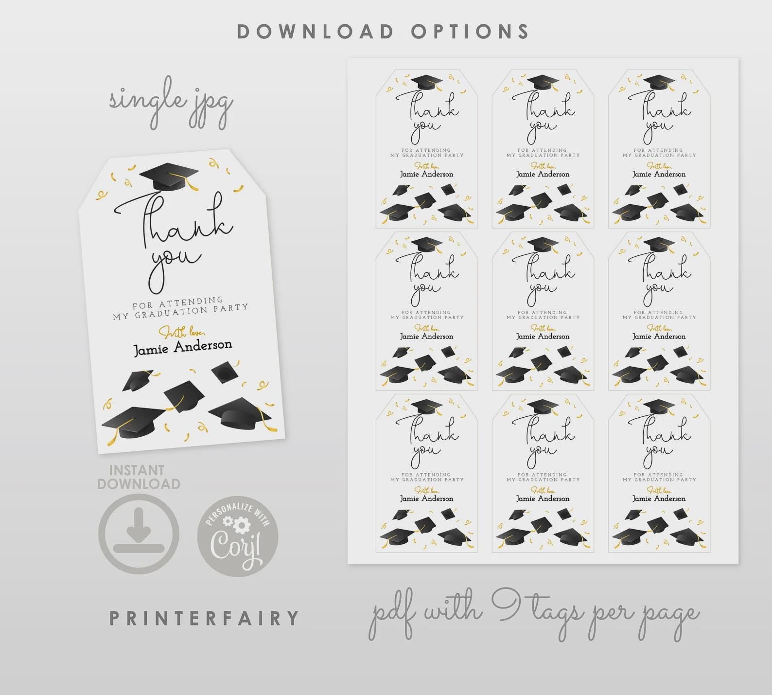 Graduation Party Bundle, Editable Templates, Invitation, Signs (Digital Download)