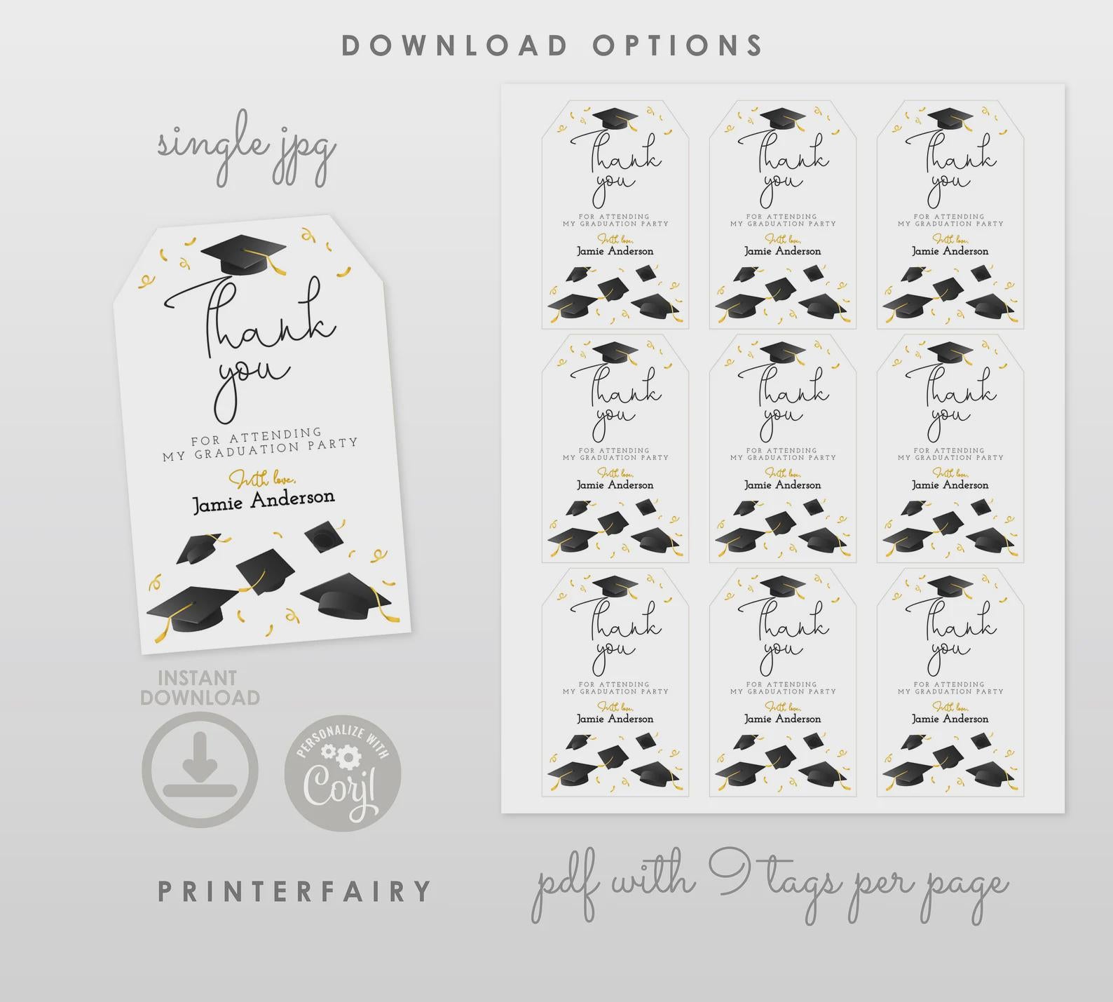 Graduation Party Bundle, Editable Templates, Invitation, Signs (Digital Download)