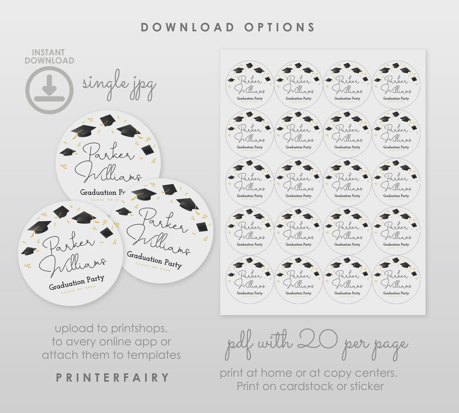 Graduation Party Bundle, Editable Templates, Invitation, Signs (Digital Download)