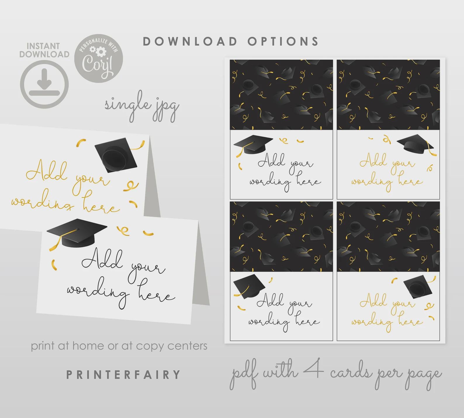 Graduation Party Bundle, Editable Templates, Invitation, Signs (Digital Download)