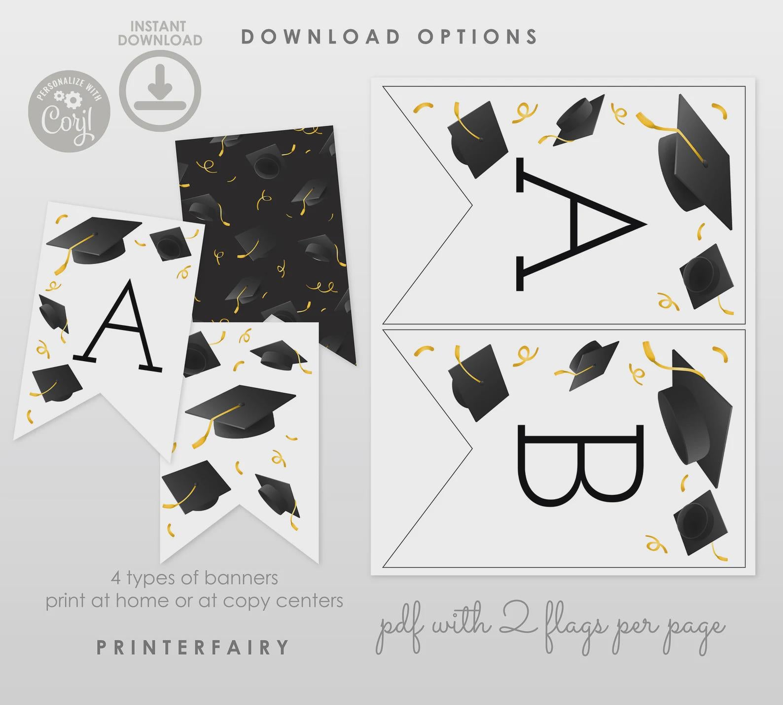 Graduation Party Bundle, Editable Templates, Invitation, Signs (Digital Download)