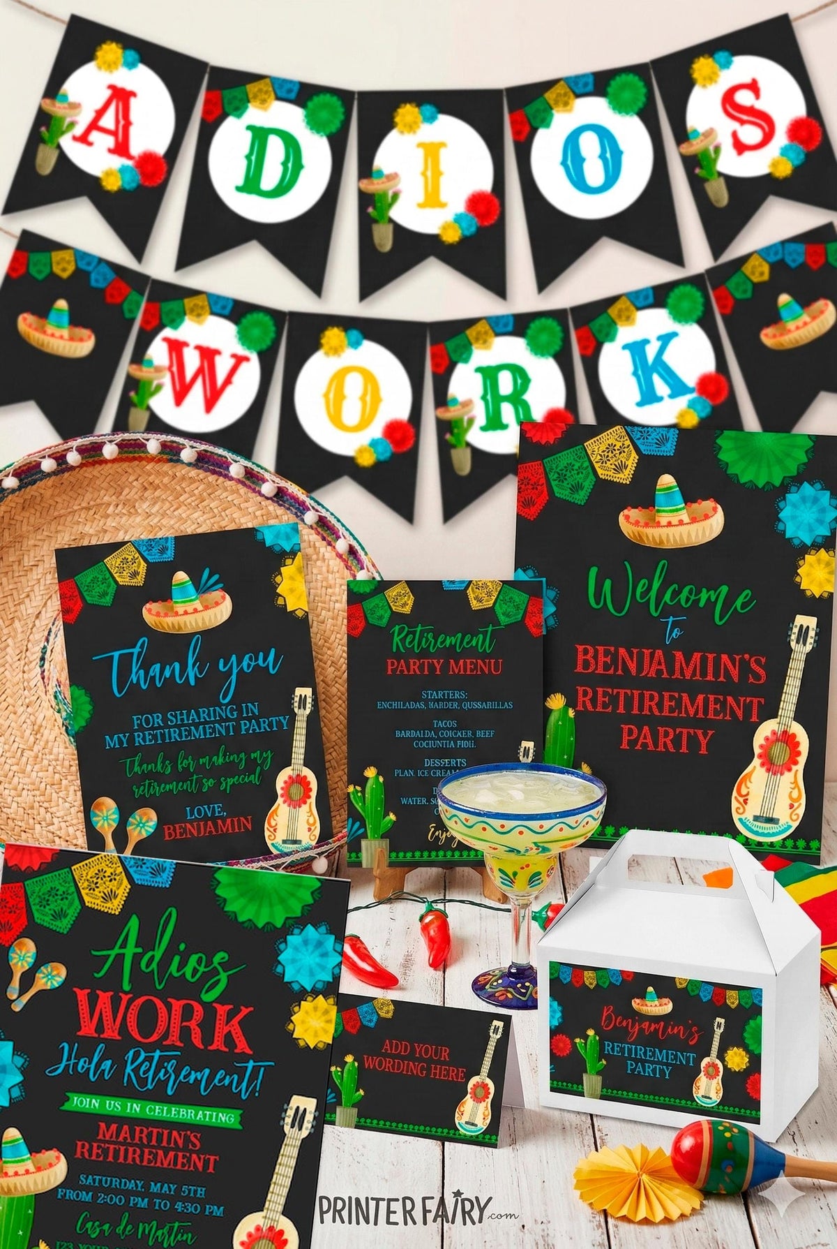 Fiesta Retirement Party Editable Templates Bundle (Digital Download)