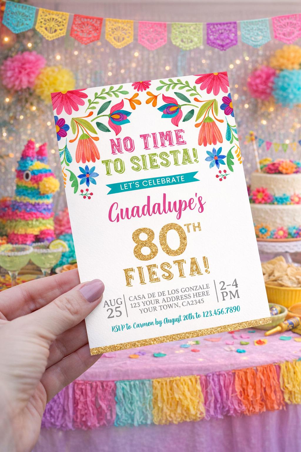 Adult Fiesta Invitation, Mexican Floral Birthday Invite, Editable (Digital Download)