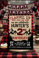 Lumberjack 2nd Birthday Invitation EDITABLE template for any age, Digital Instant Download