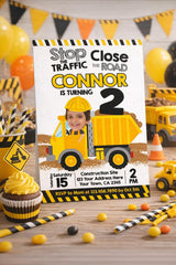 Dump Truck Invitation, Construction Party, Photo Custom Design (Digital Download)
