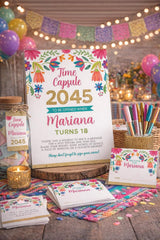 Mexican Fiesta Time Capsule EDITABLE Sign and Card Templates, INSTANT DOWNLOAD