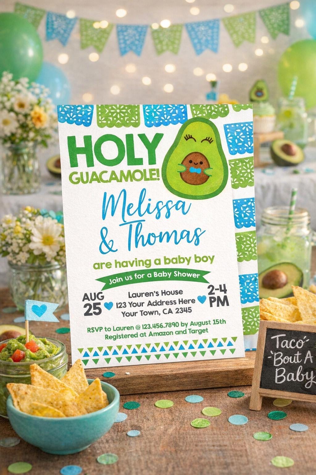 Holy Guacamole Baby Shower Invitation, Fiesta Theme (EDITABLE, INSTANT DOWNLOAD)