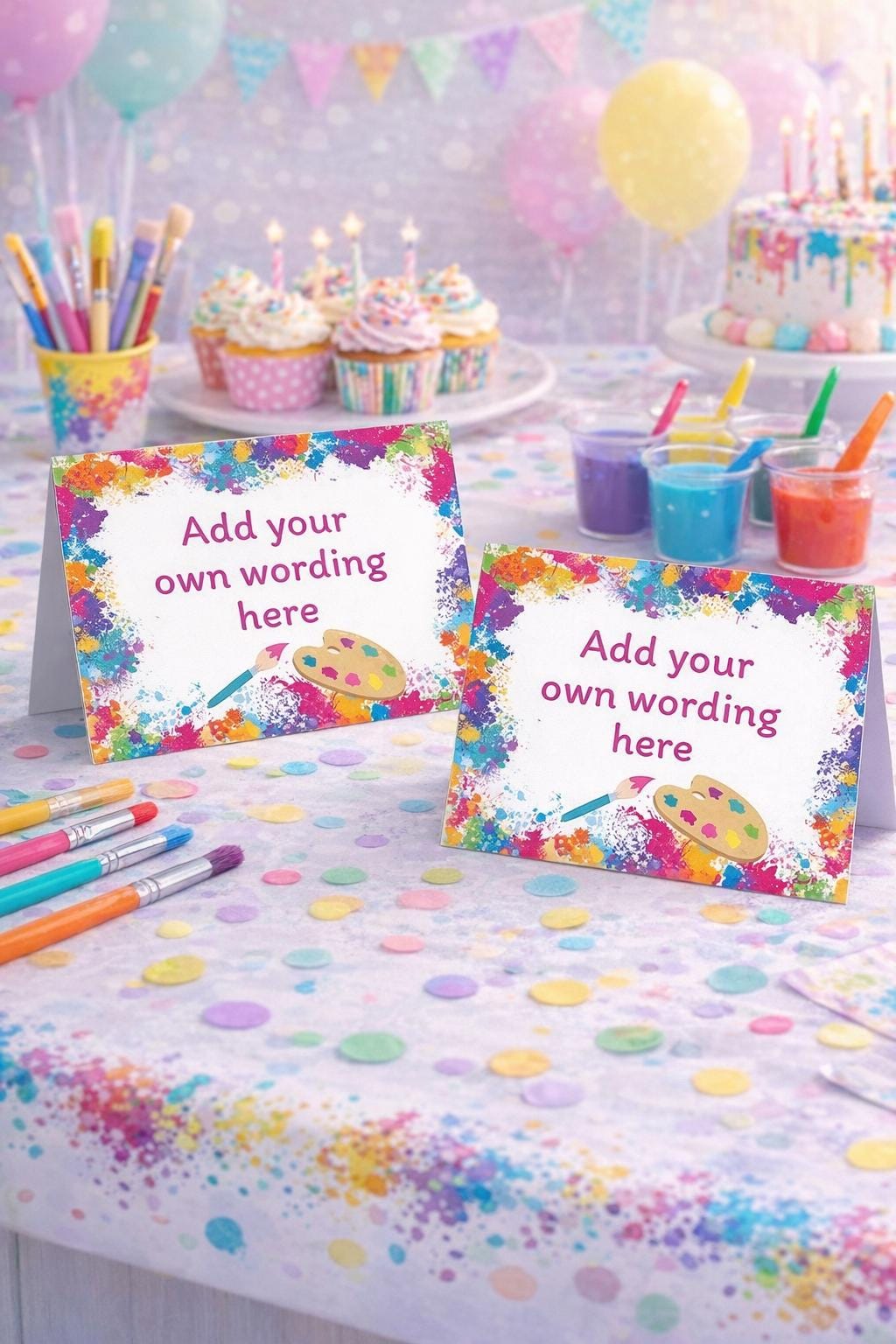 Art Party Food Tent Cards Place Cards, Editable Printable Buffet Labels, Instant Download