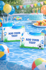Soccer Pool Party Food Tents, Editable Buffet Labels (Digital Download)