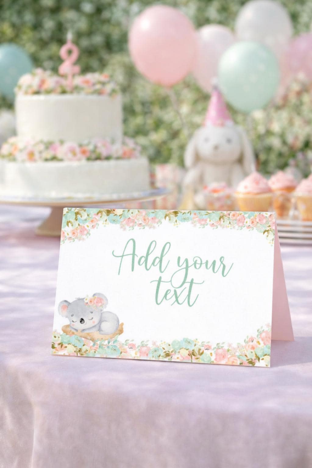 Koala Birthday Party Food Tent Cards Printable Editable Instant Download