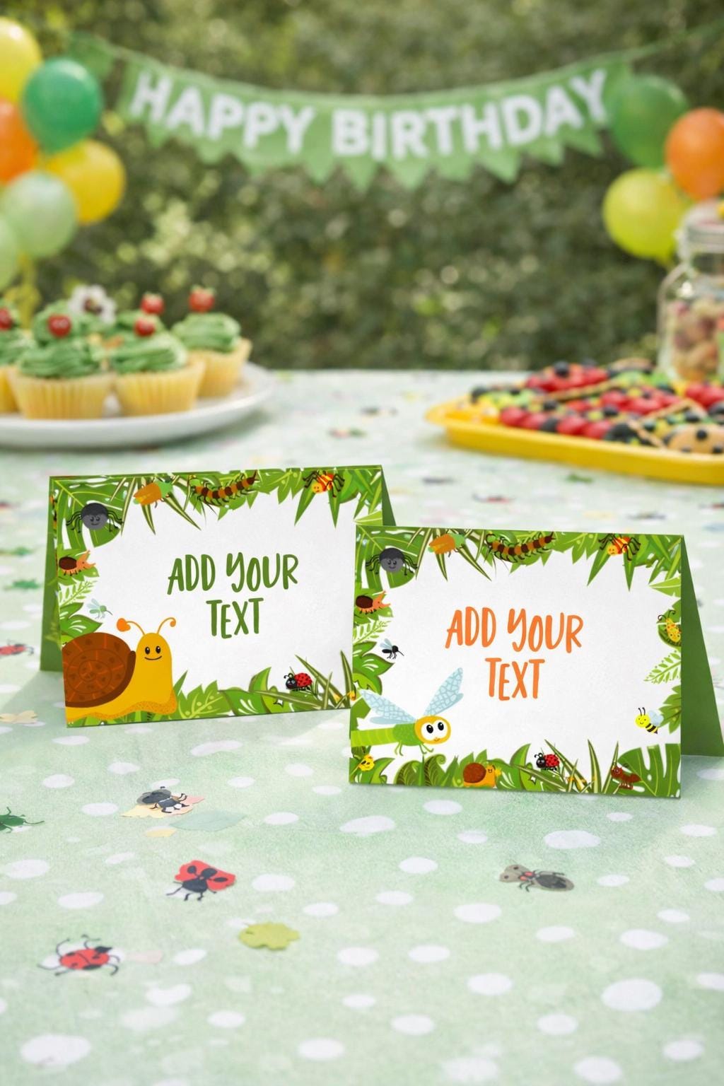 Bug Creepy Crawlers Food Tent Cards Printable Editable Label Template, Instant Download
