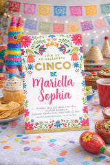 Floral Fiesta Invitation, Cinco de Mayo 5th Birthday, EDITABLE Digital Invite