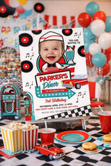 Diner Birthday Invitation with Photo Editable Template for Any Age, INSTANT DOWNLOAD