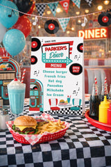 Diner Menu Template Editable Sign Template, Sock Hop Decorations, INSTANT DOWNLOAD