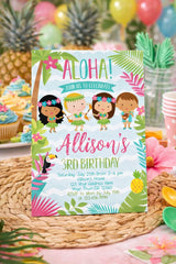 Luau Birthday Invitation, Tropical Beach Party, Editable (Digital Download)