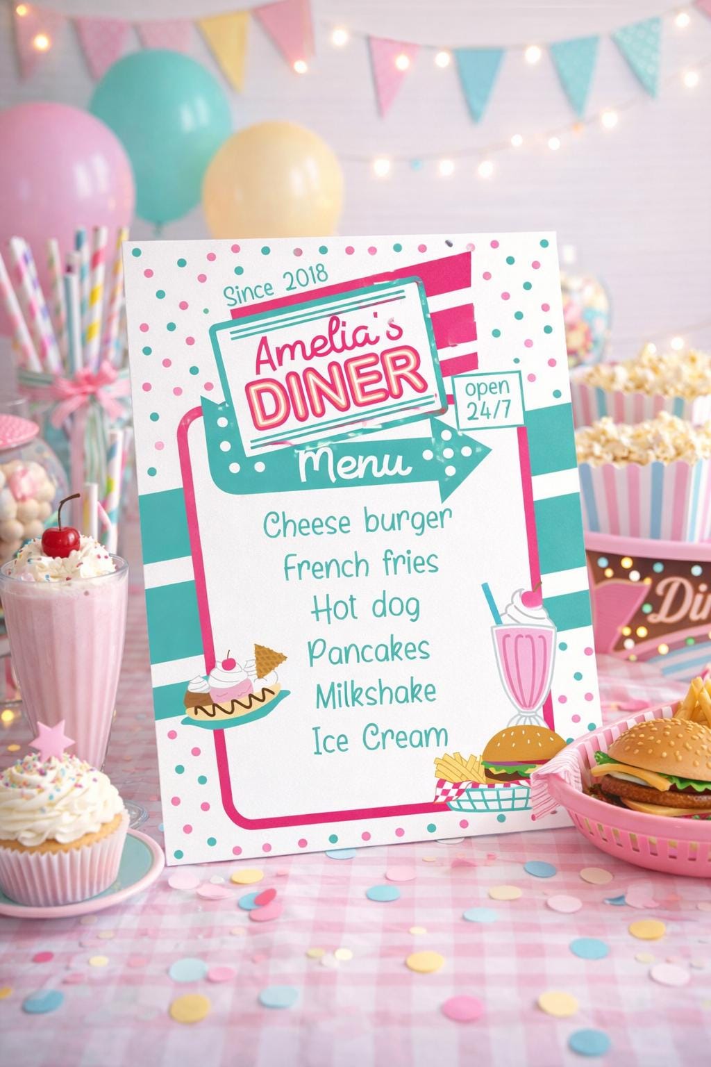 Diner Editable Menu Template Sign, INSTANT DOWNLOAD
