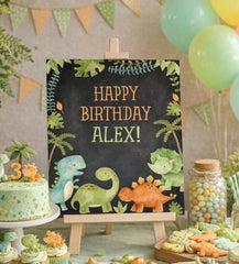 Editable Dinosaur Birthday Sign, Jurassic Party Decorations (Digital Download)