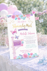 Butterfly Baby Shower by Mail Invitation Editable Template, INSTANT DOWNLOAD