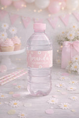 Editable Daisy Water Bottle Labels, Floral Birthday Party (Digital Download)